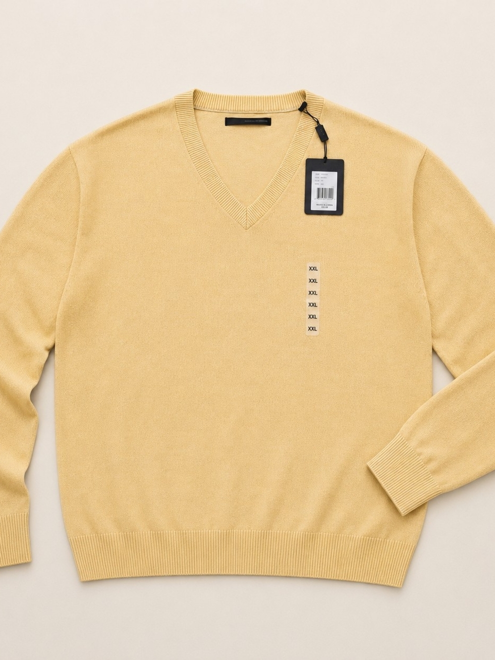 Greg Norman Collection Men's V-Neck Sweater in Pale Yellow Size XXL